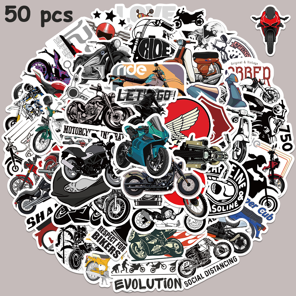 Laptop Accessories Aesthetic - 50pcs Retro Motorcycle Sticker For Bicycle